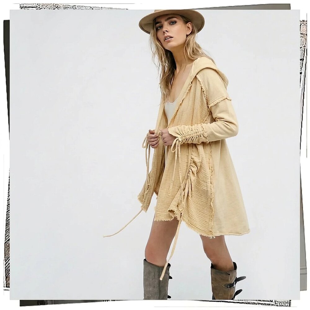 "Get Her Gauze" Drape Hooded Duster (XS) by Free People